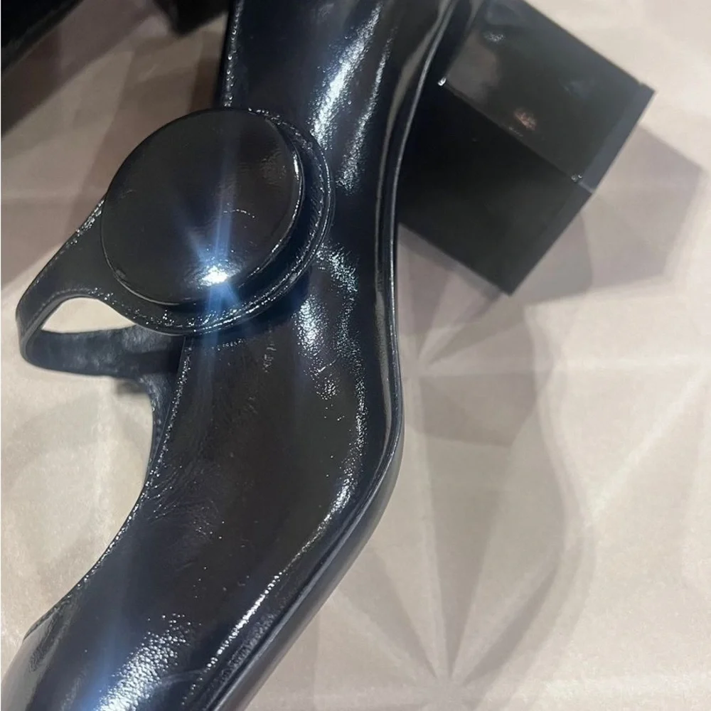 AGL Shiny Black Mary Jane Flats leather made in Italy size EU 40